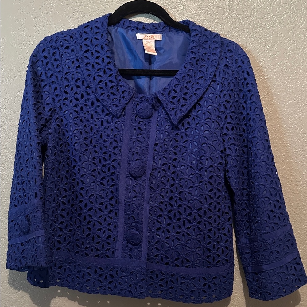 Vintage Linen Blend  Eyelet Jacket